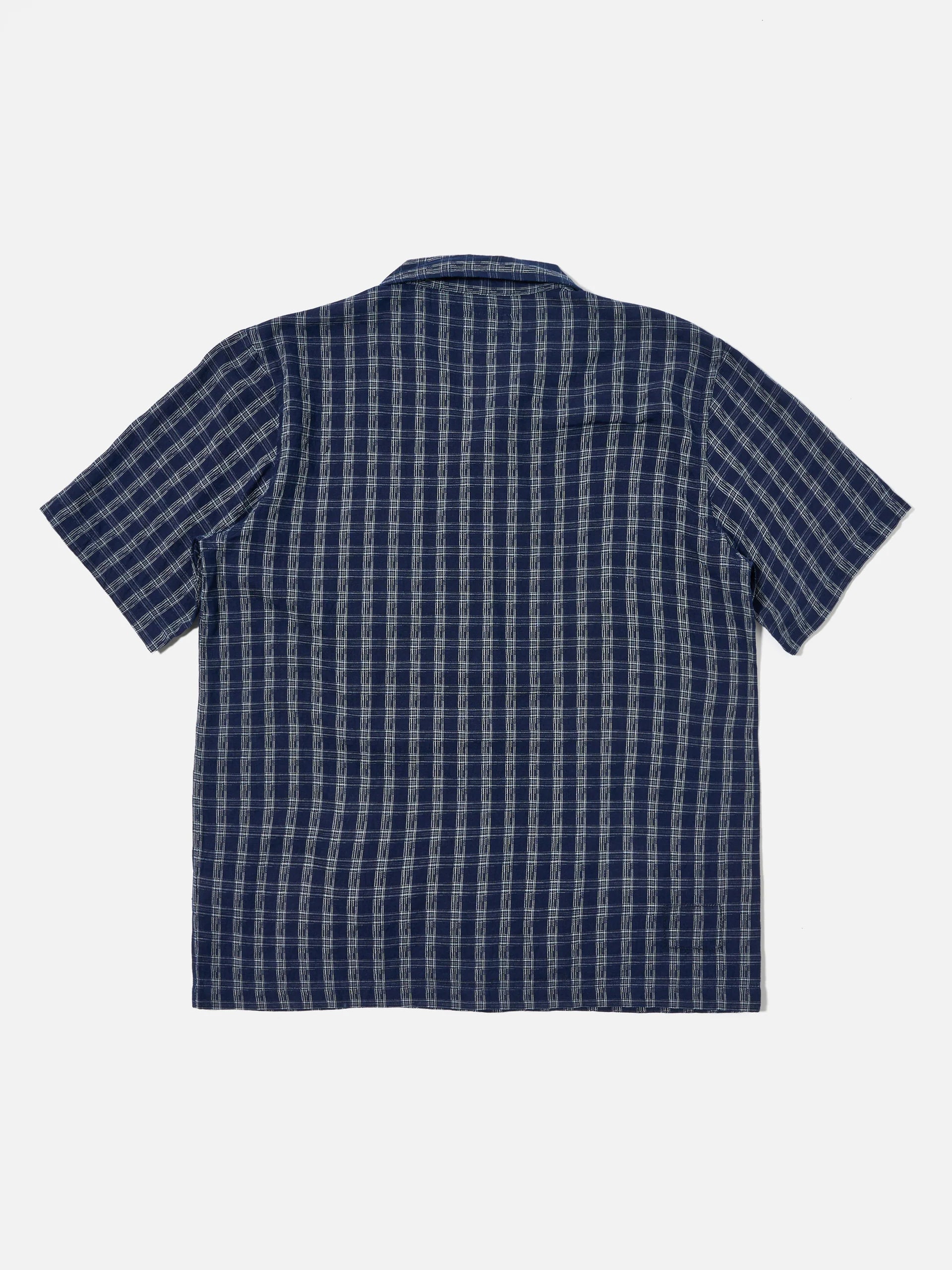 Universal Works Sal Road Shirt in Indigo Indigo Cotton Check