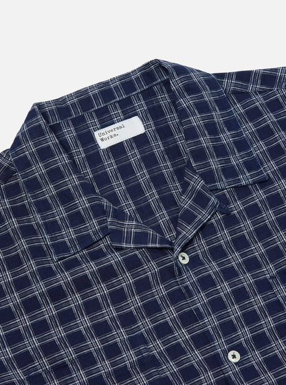 Universal Works Sal Road Shirt in Indigo Indigo Cotton Check