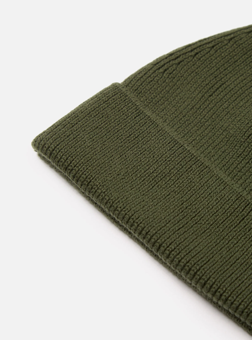 Universal Works Watch Cap in Olive Cotton Rib