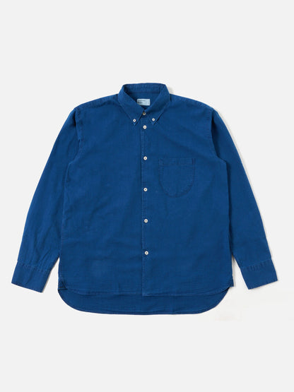 Universal Works Lazy Day Shirt in Washed Indigo Seersucker