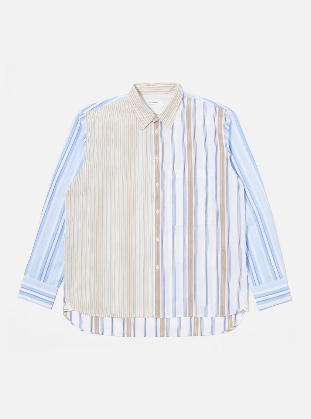 Universal Works Panel Square Pocket Shirt in Pop Mixed Stripes