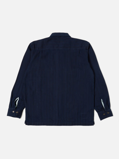 Universal Works L/S Utility Shirt in Indigo Herringbone Denim