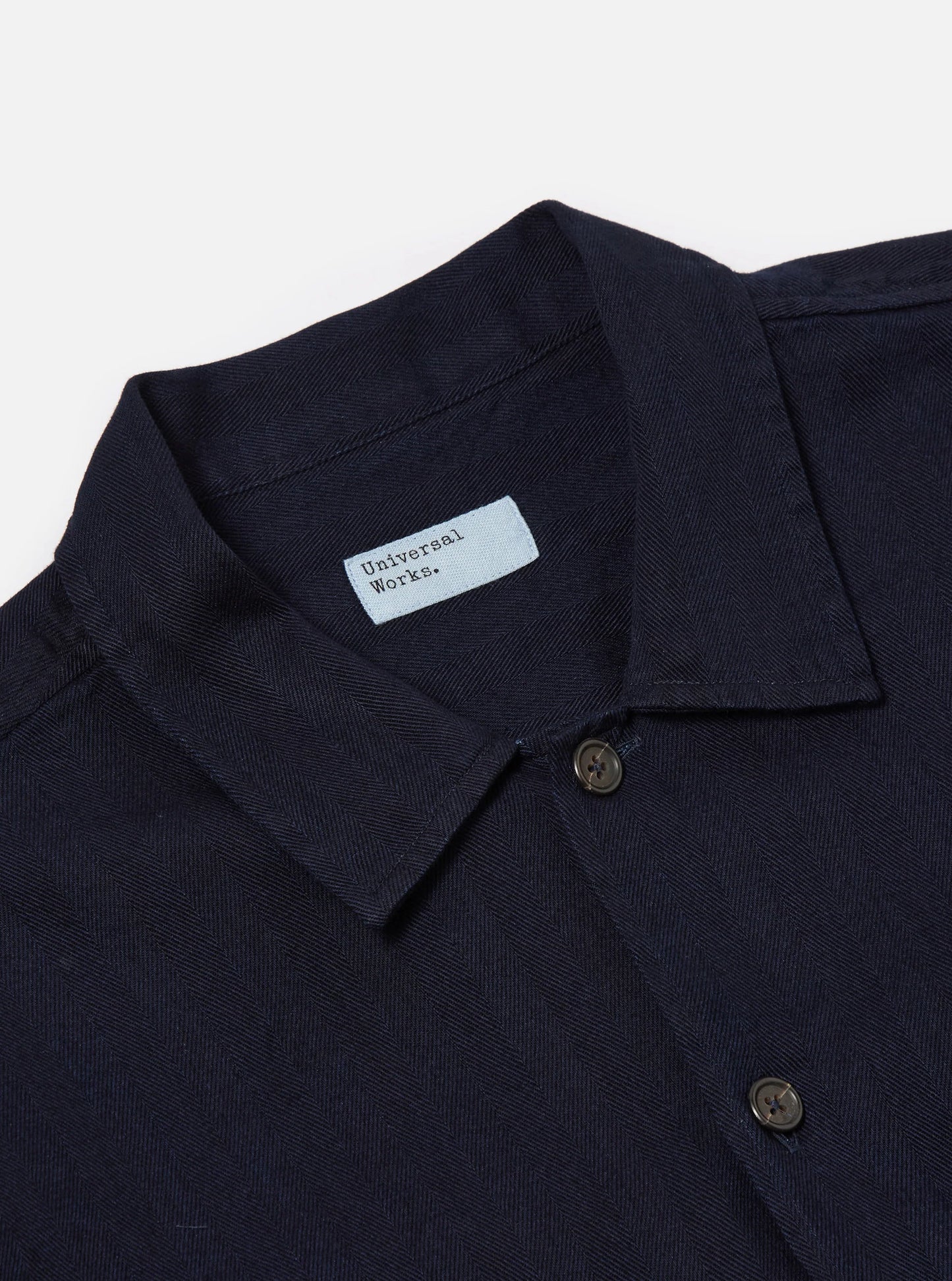 Universal Works L/S Utility Shirt in Indigo Herringbone Denim