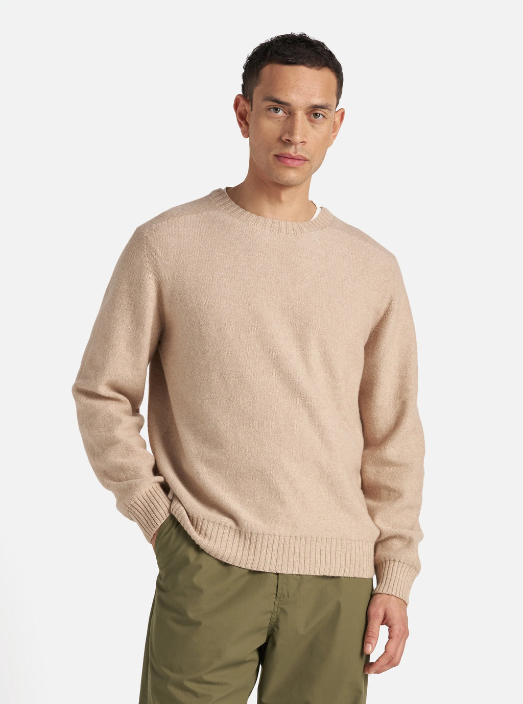 Universal Works Seamless Crew in Sand Coast Knit