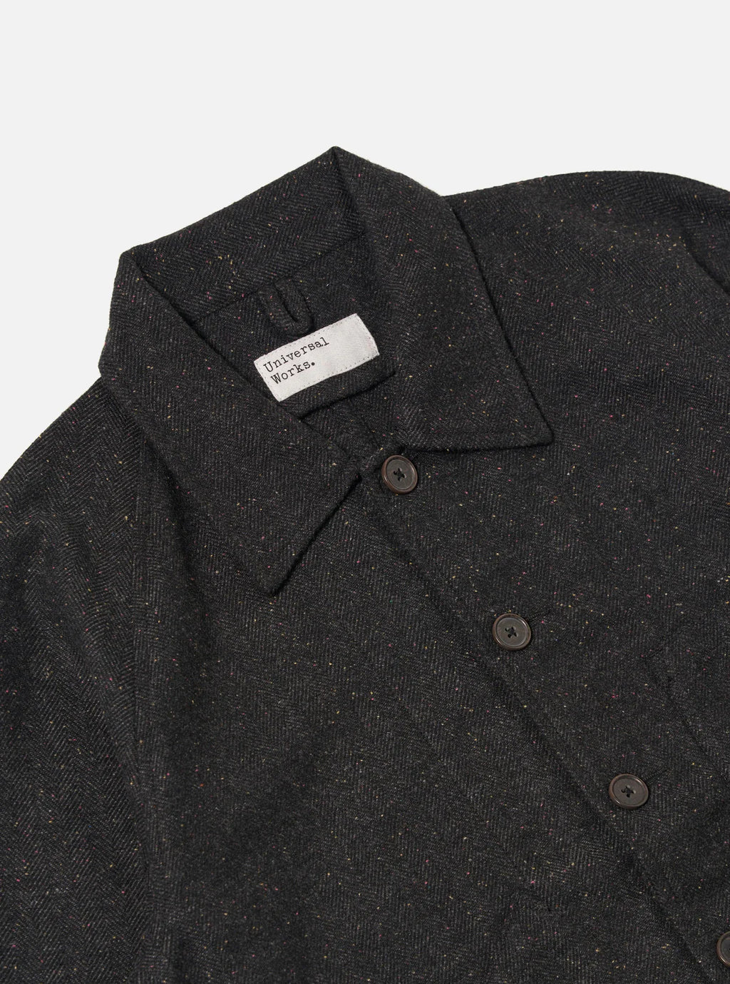 Universal Works Salt n Pepper Tweed Station Jacket in Black