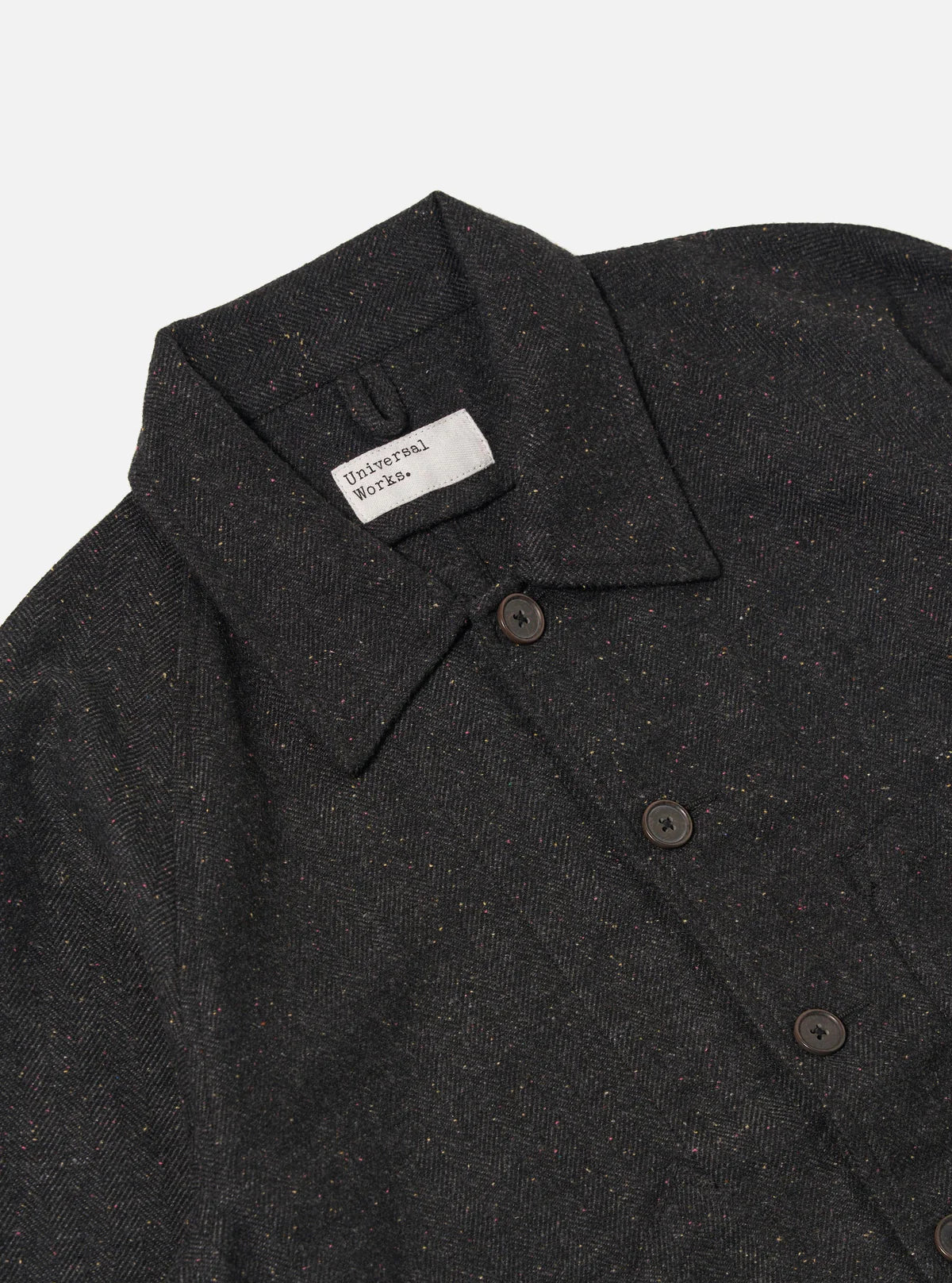 Universal Works Salt n Pepper Tweed Station Jacket in Black