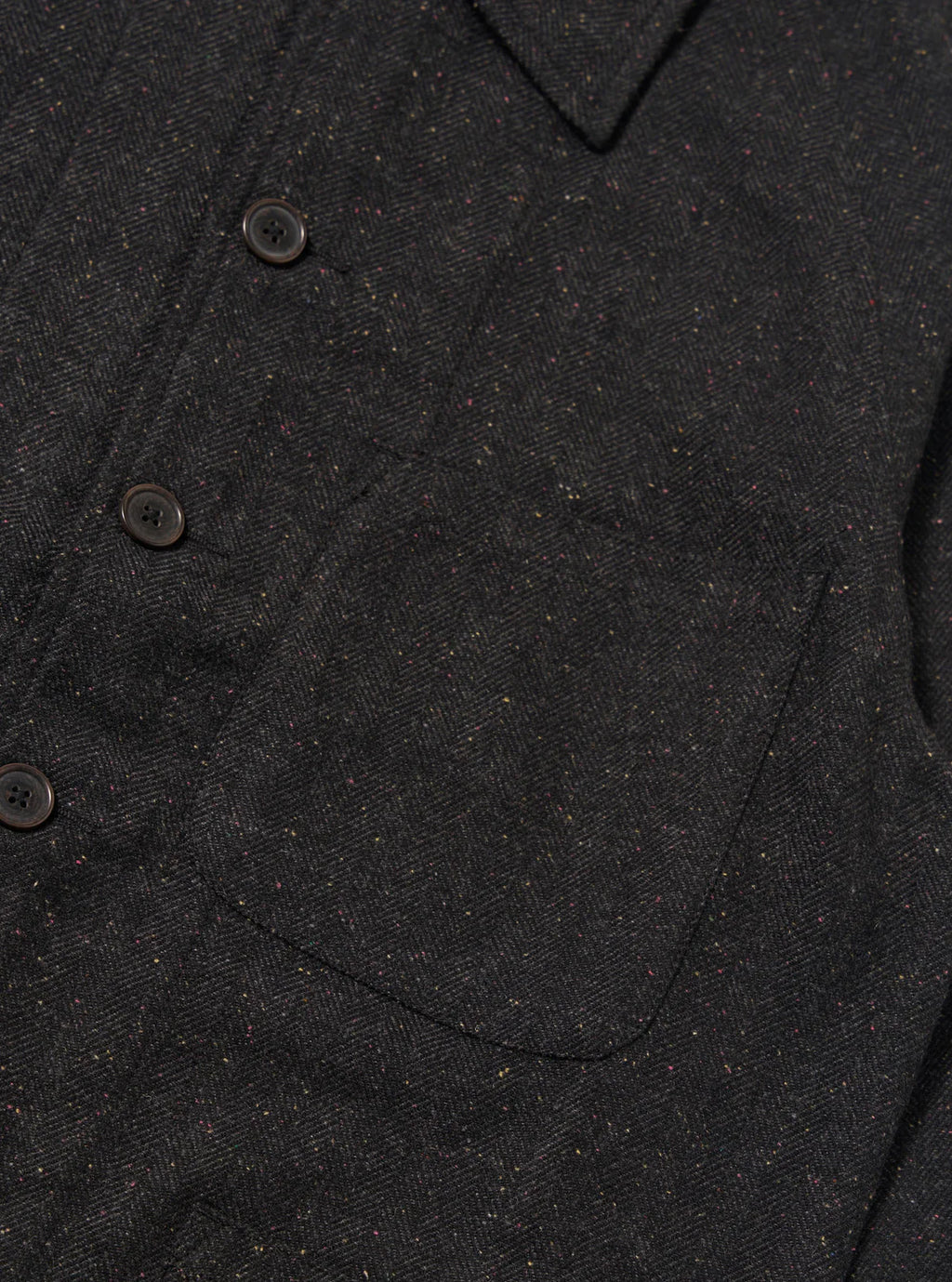 Universal Works Salt n Pepper Tweed Station Jacket in Black