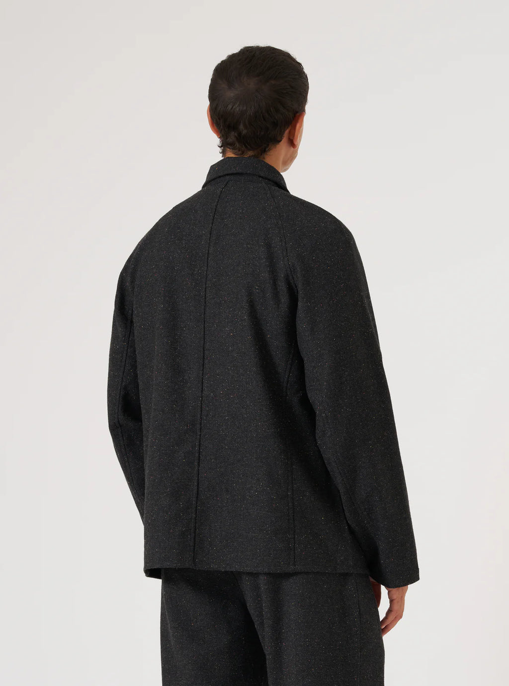 Universal Works Salt n Pepper Tweed Station Jacket in Black