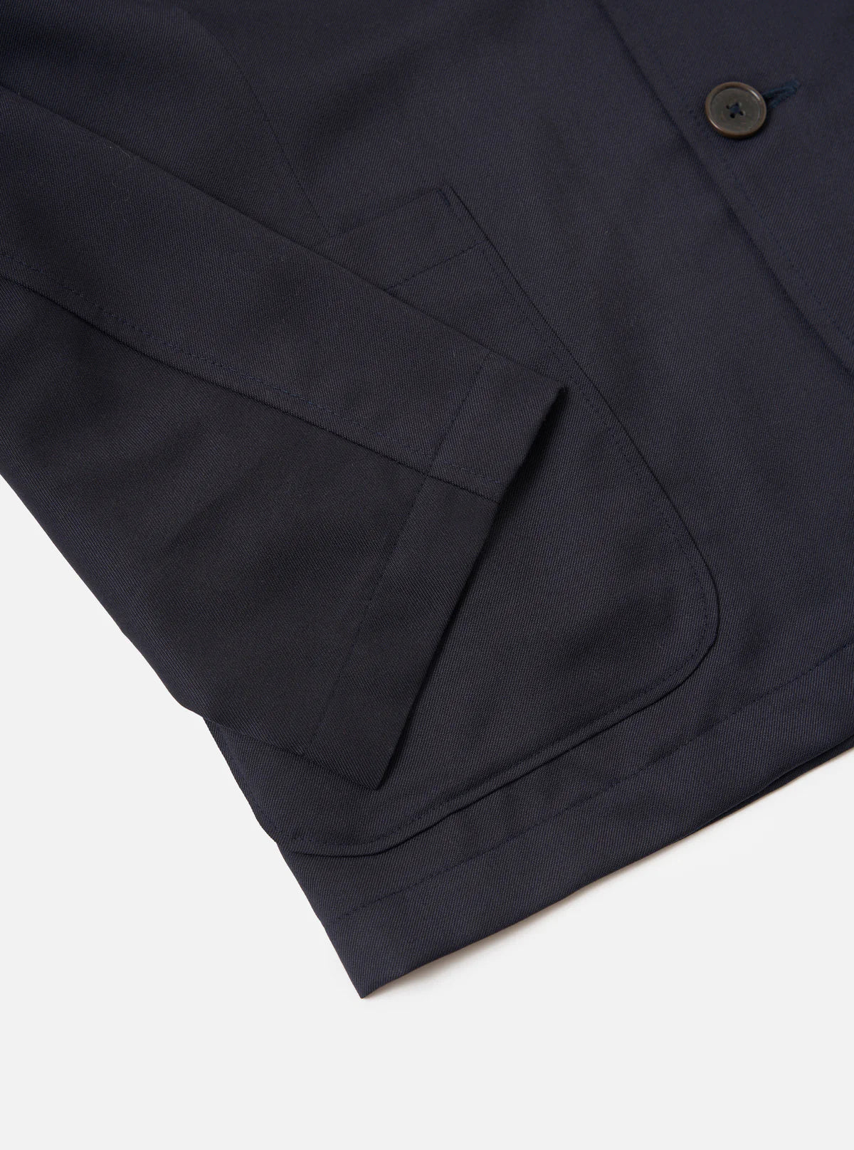 Universal Works Travel Suiting Two Button Jacket in Navy