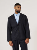 Universal Works Travel Suiting Two Button Jacket in Navy