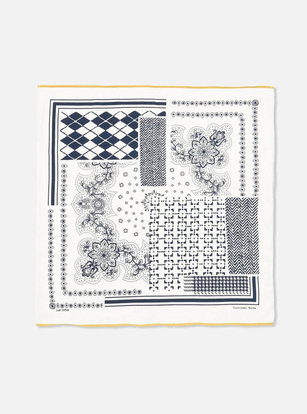 Universal Works Single Jersey neckerchief in soft ecru cotton with exclusive print