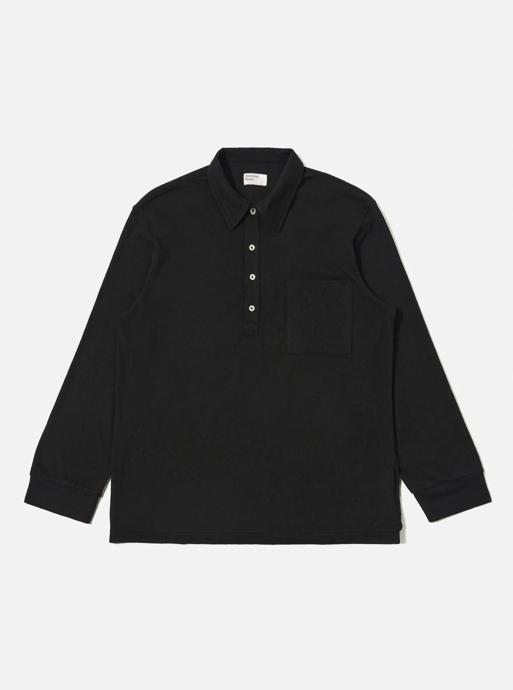 Universal Works Wool Mix Pullover Shirt in Black