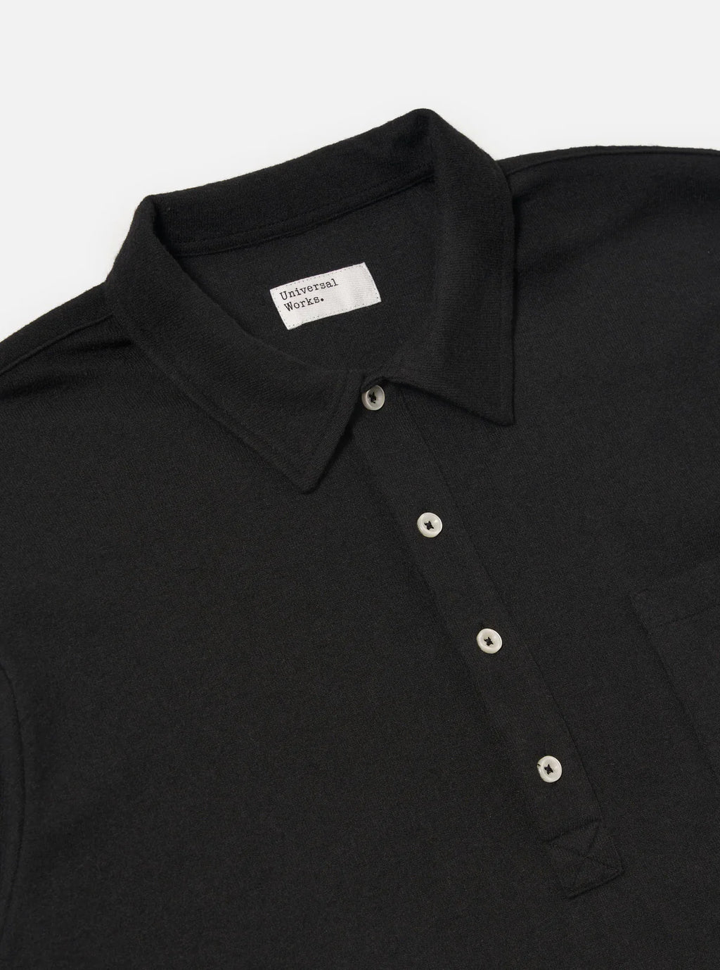 Universal Works Wool Mix Pullover Shirt in Black