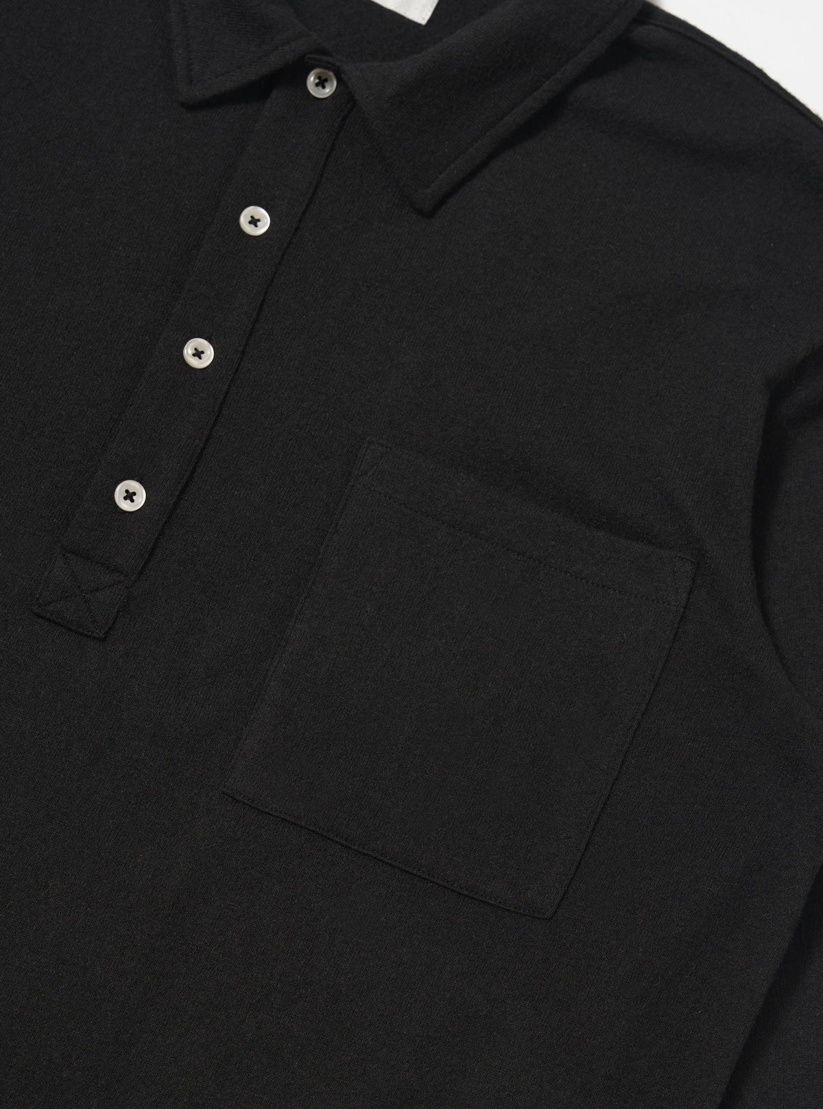 Universal Works Wool Mix Pullover Shirt in Black