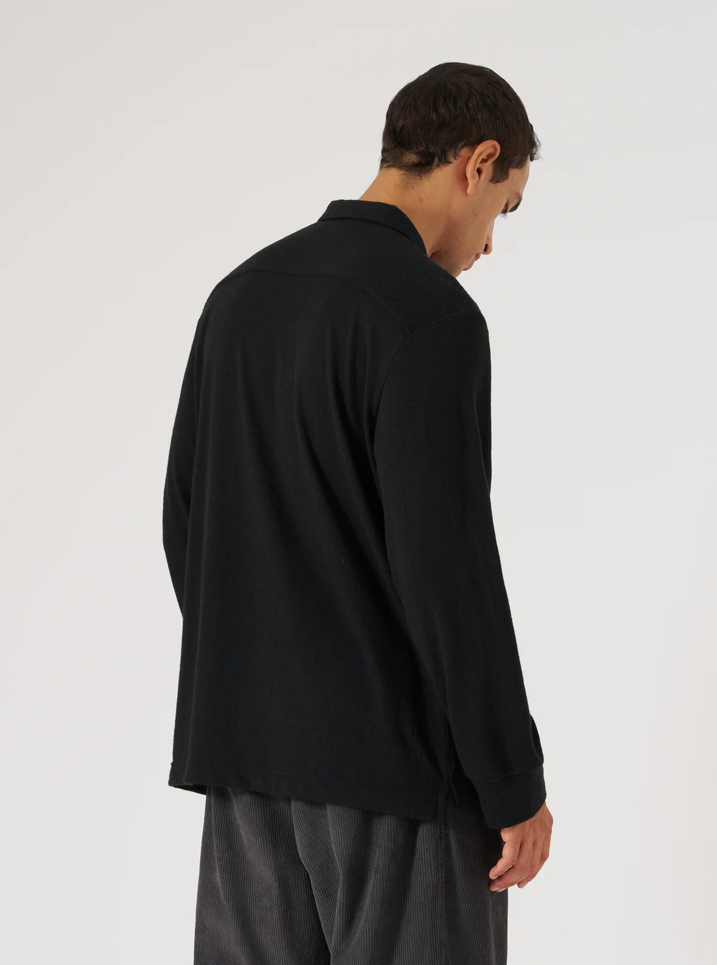 Universal Works Wool Mix Pullover Shirt in Black