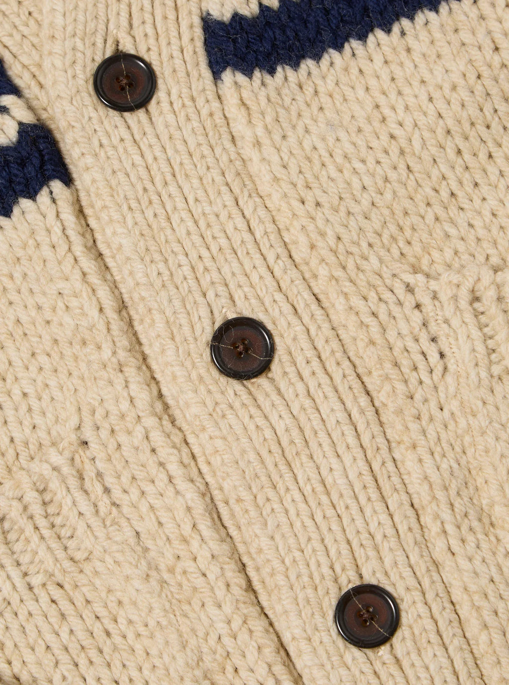 Universal Works Langdale Chunky Knit Wool Cardigan in Sand