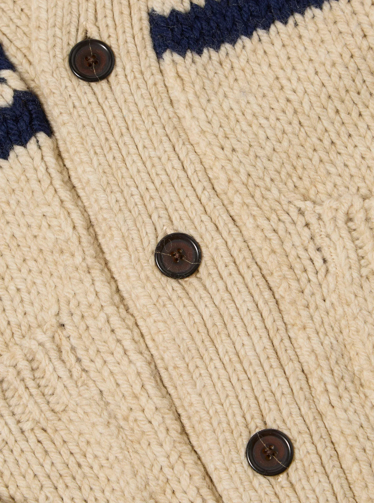 Universal Works Langdale Chunky Knit Wool Cardigan in Sand