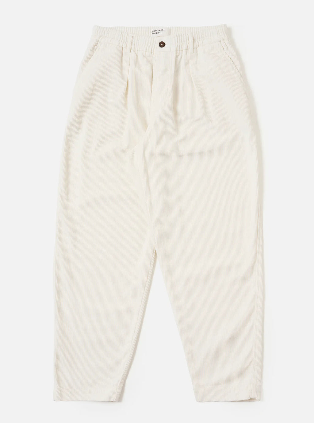Universal Works Cord Pleated Track Pant in Ecru