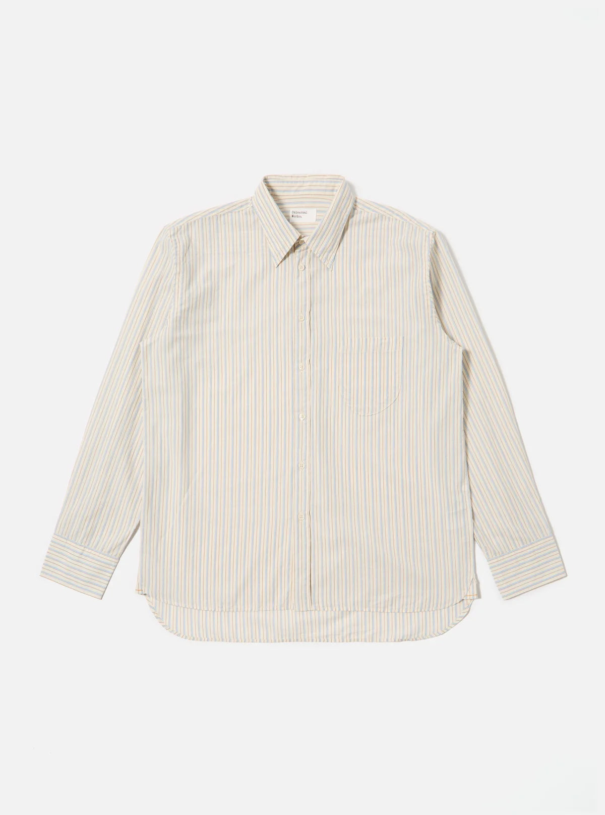 Universal Works Pop Stripe One Lazy Day Shirt in Ecru