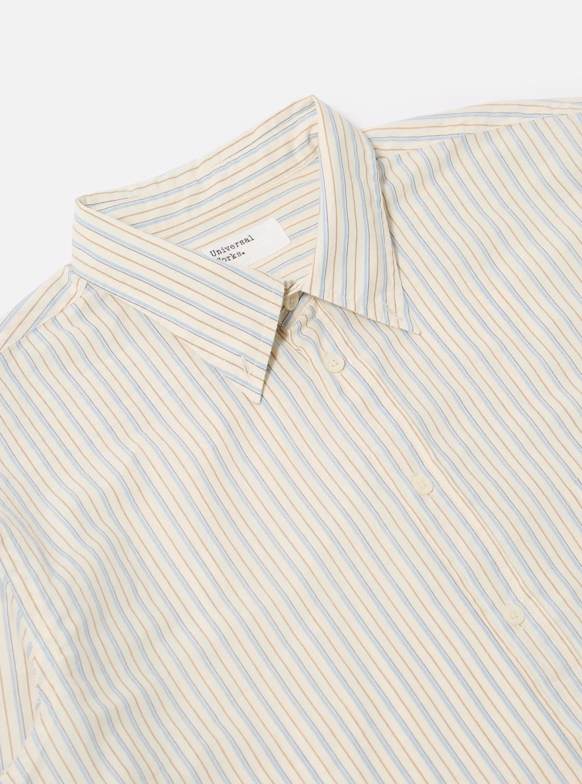 Universal Works Pop Stripe One Lazy Day Shirt in Ecru