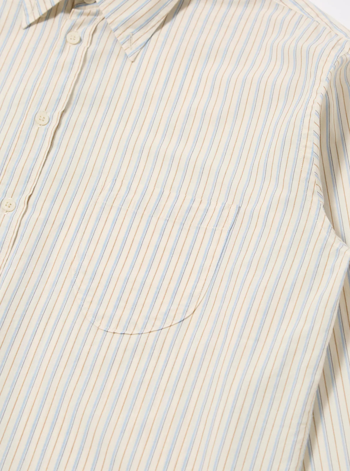 Universal Works Pop Stripe One Lazy Day Shirt in Ecru