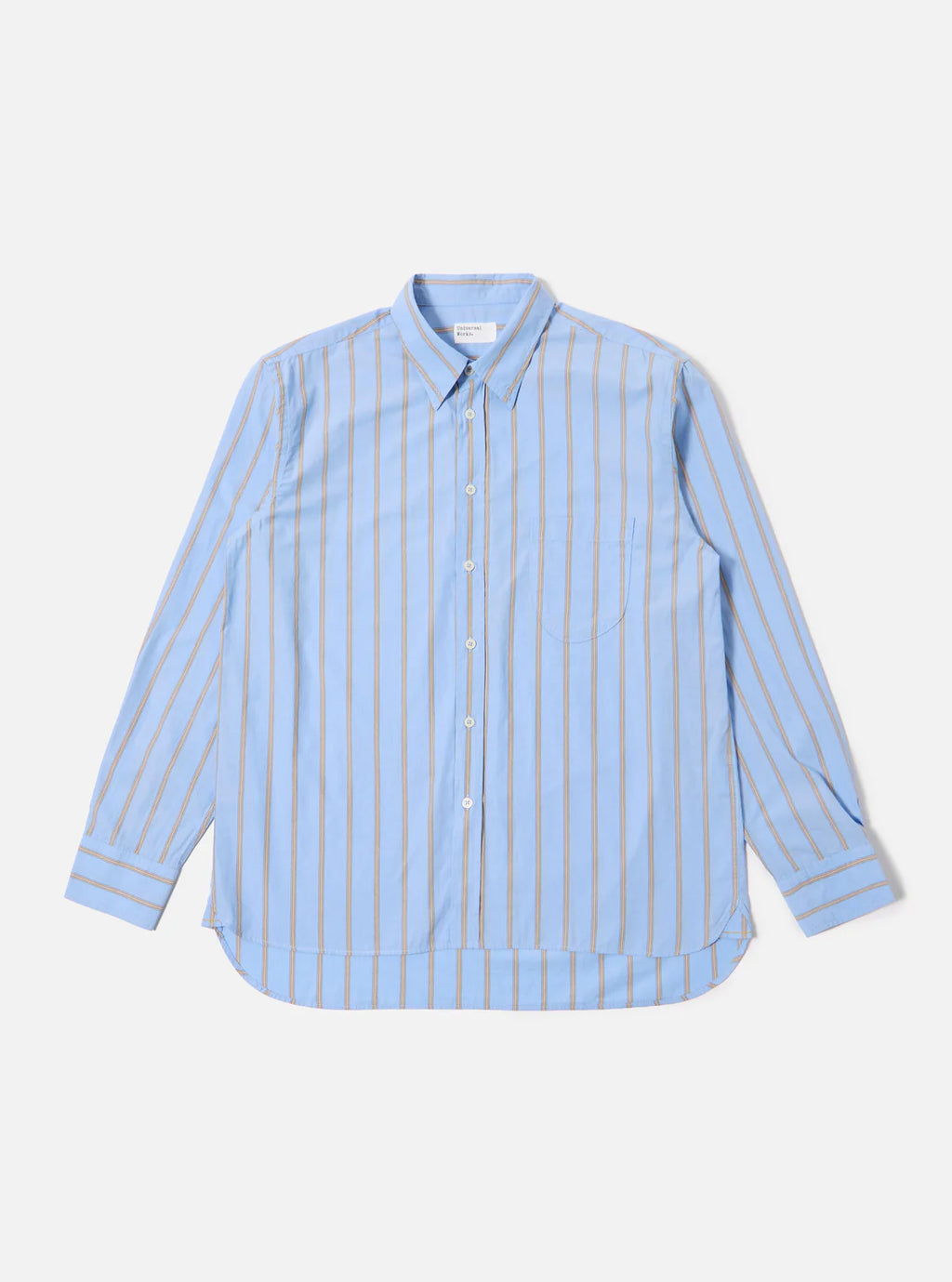 Universal Works Pop Stripe One Lazy Day Shirt in Blue