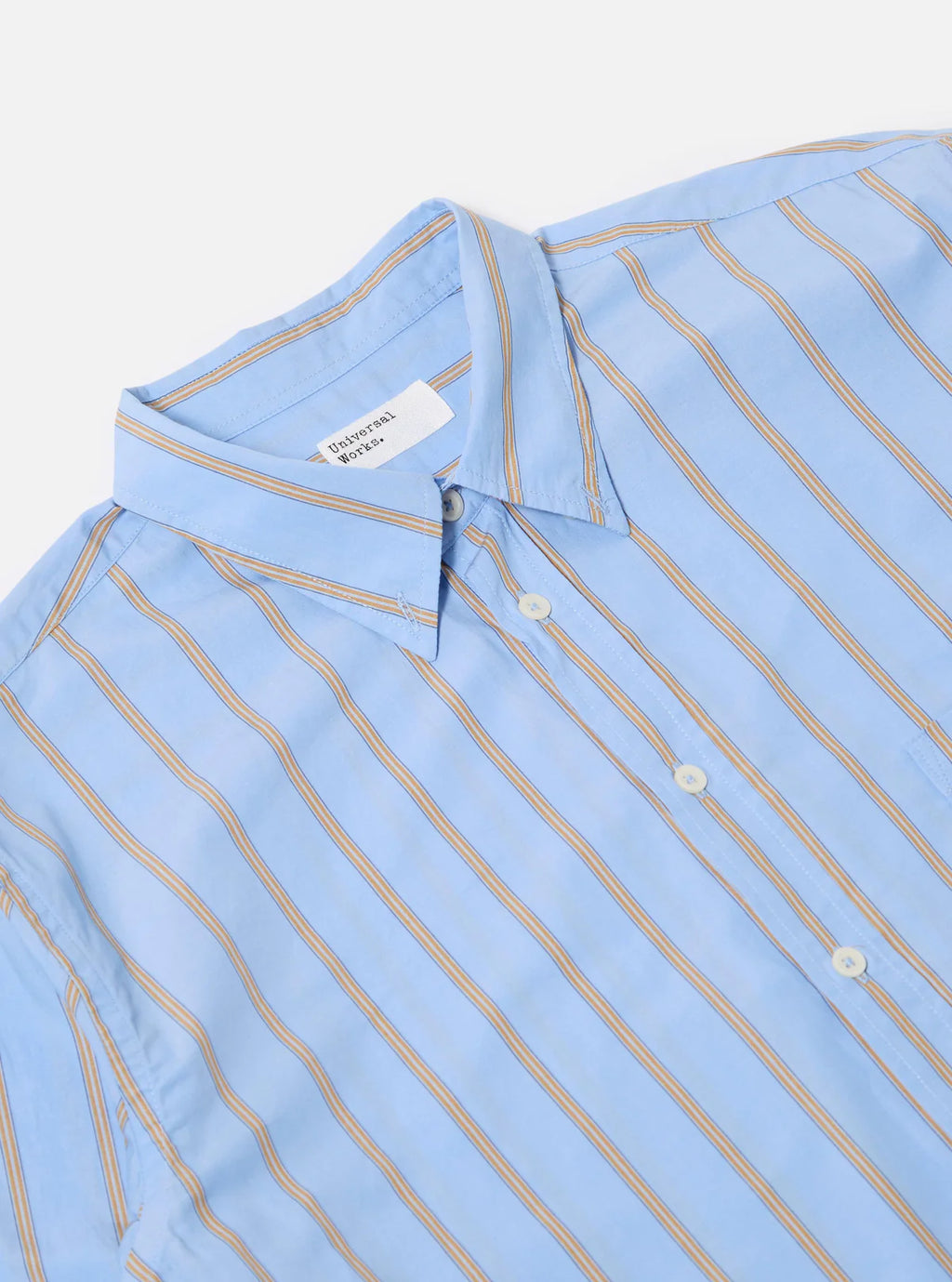 Universal Works Pop Stripe One Lazy Day Shirt in Blue