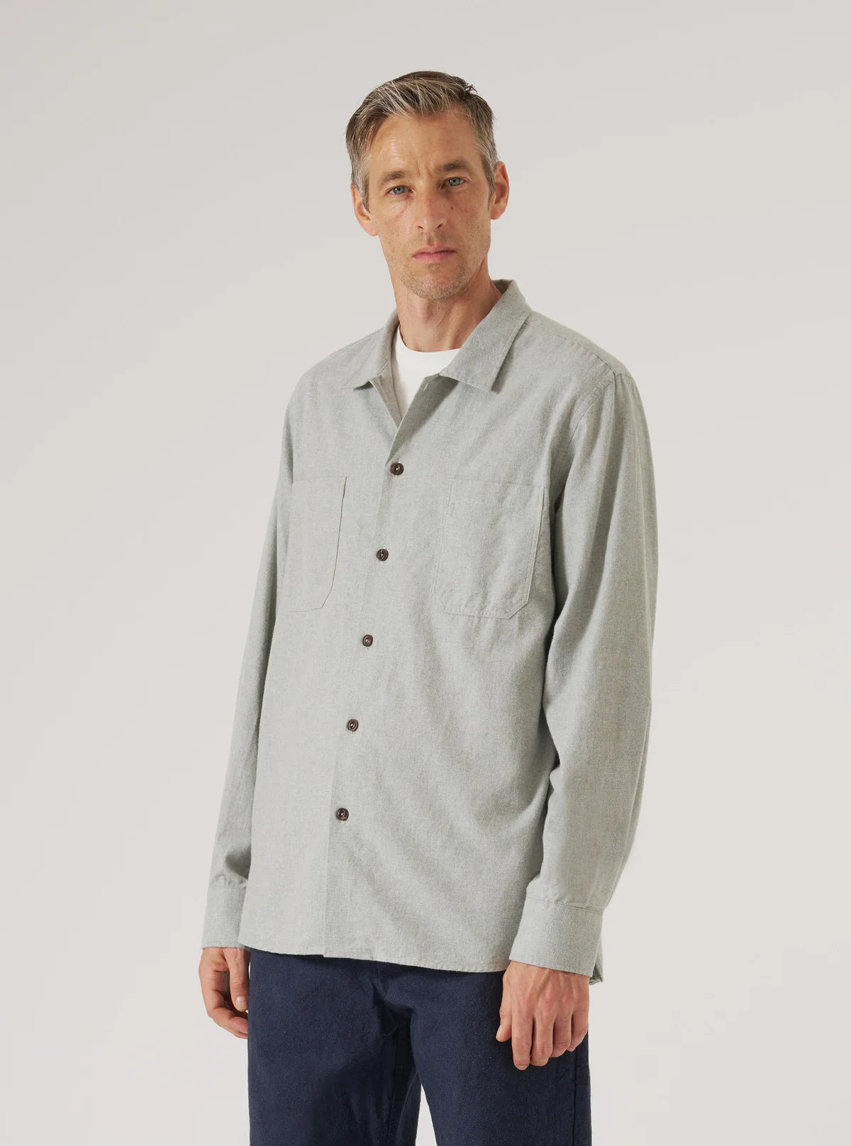 Universal Works Brushed Flannel Work Shirt in Grey
