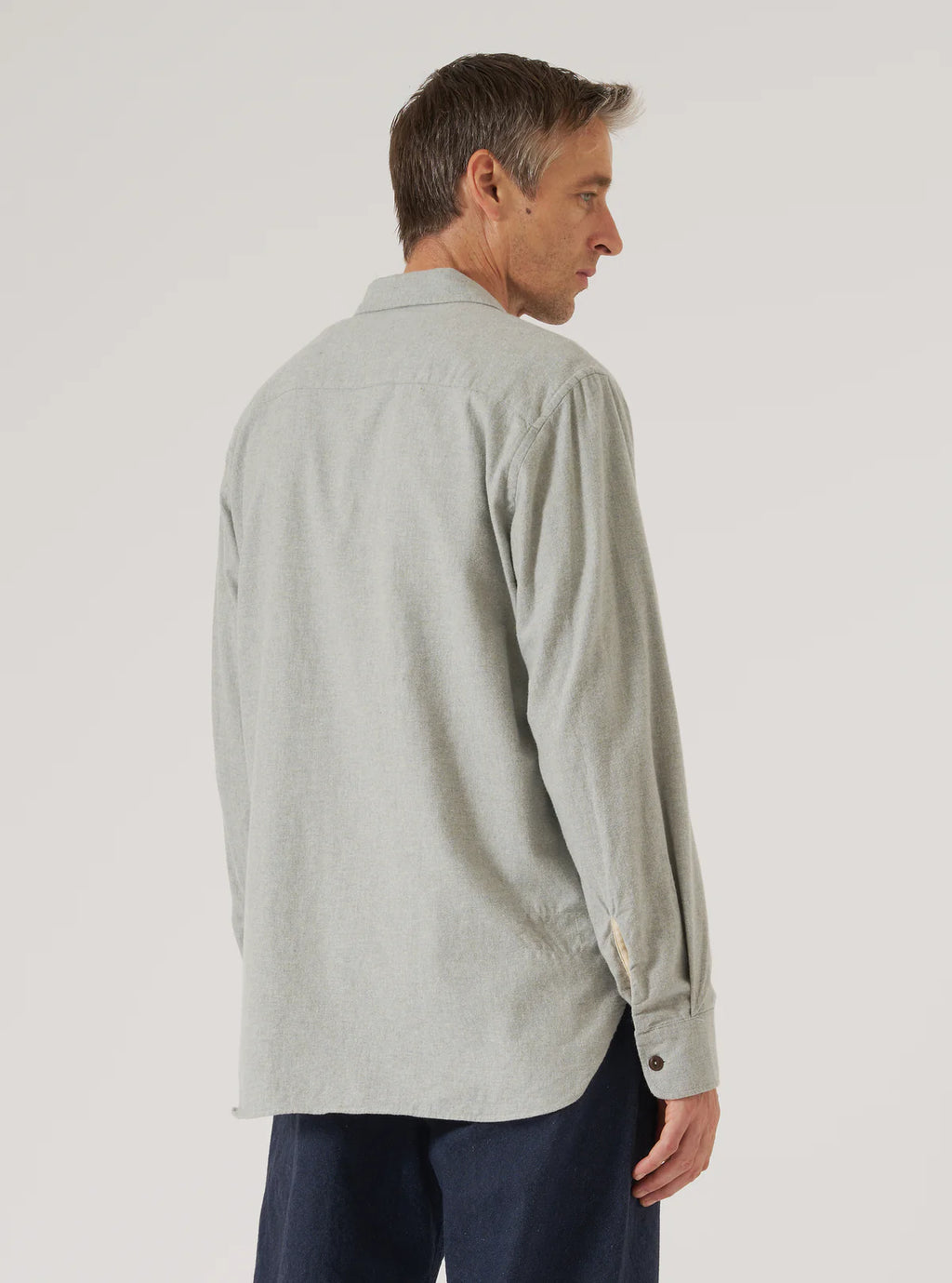 Universal Works Brushed Flannel Work Shirt in Grey