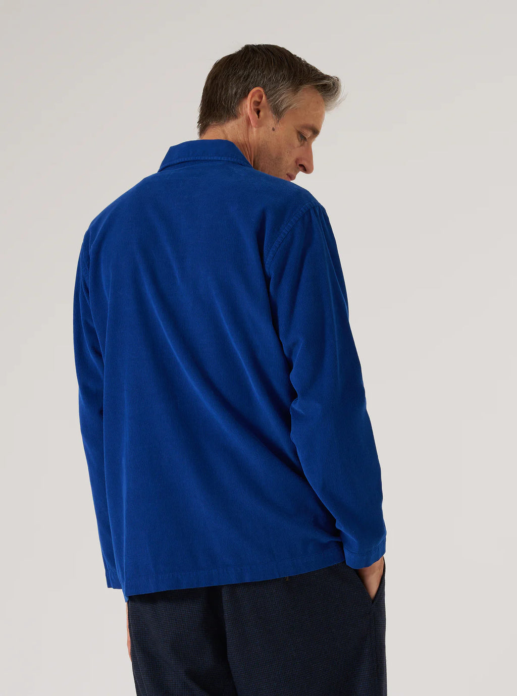 Universal Works Fine Cord Bakers Overshirt in Blue