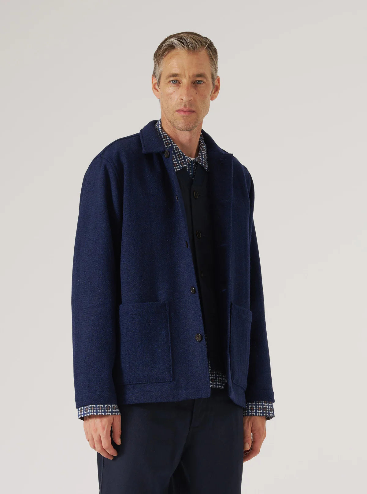Universal Works Harris Tweed Easy Jacket in Indigo