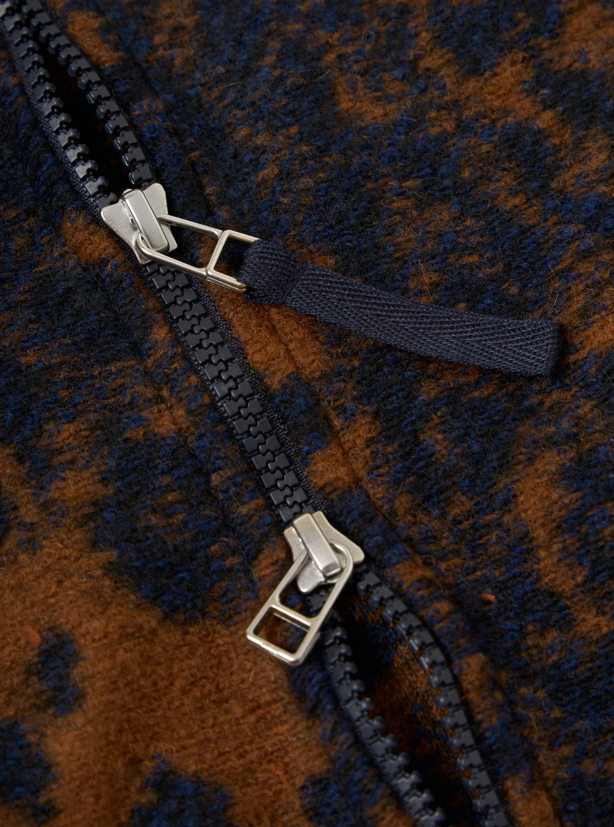 Universal Works Night Leopard Zip Waistcoat in Dark Navy & Brown