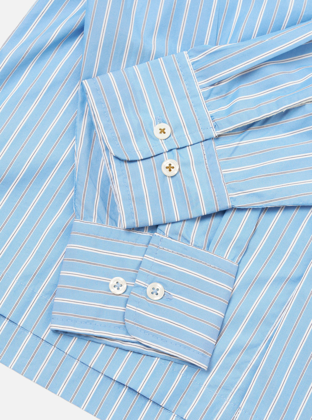 Universal Works Lucky Shirt in Blue Stripe Refab Compact Cotton