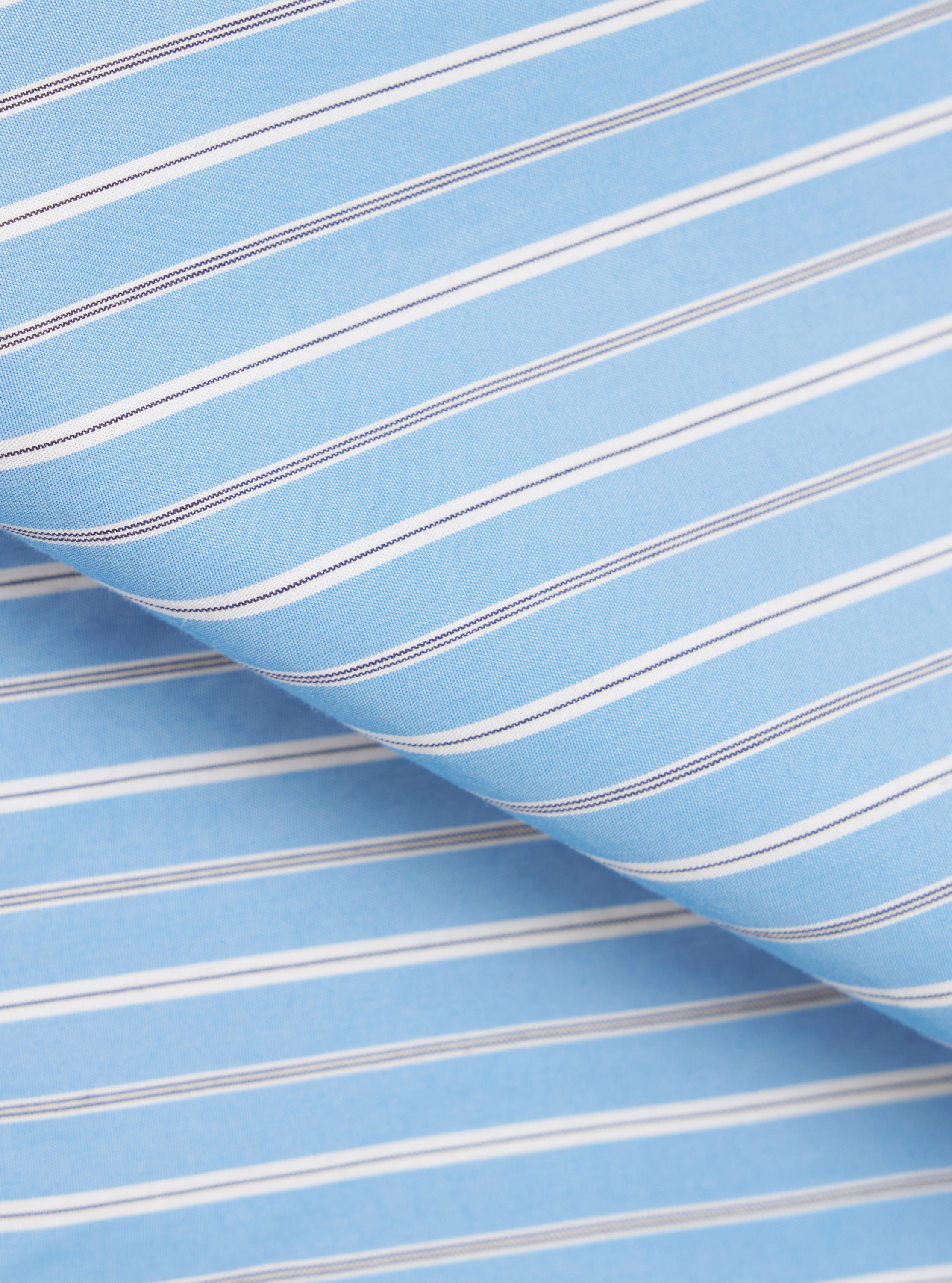 Universal Works Lucky Shirt in Blue Stripe Refab Compact Cotton