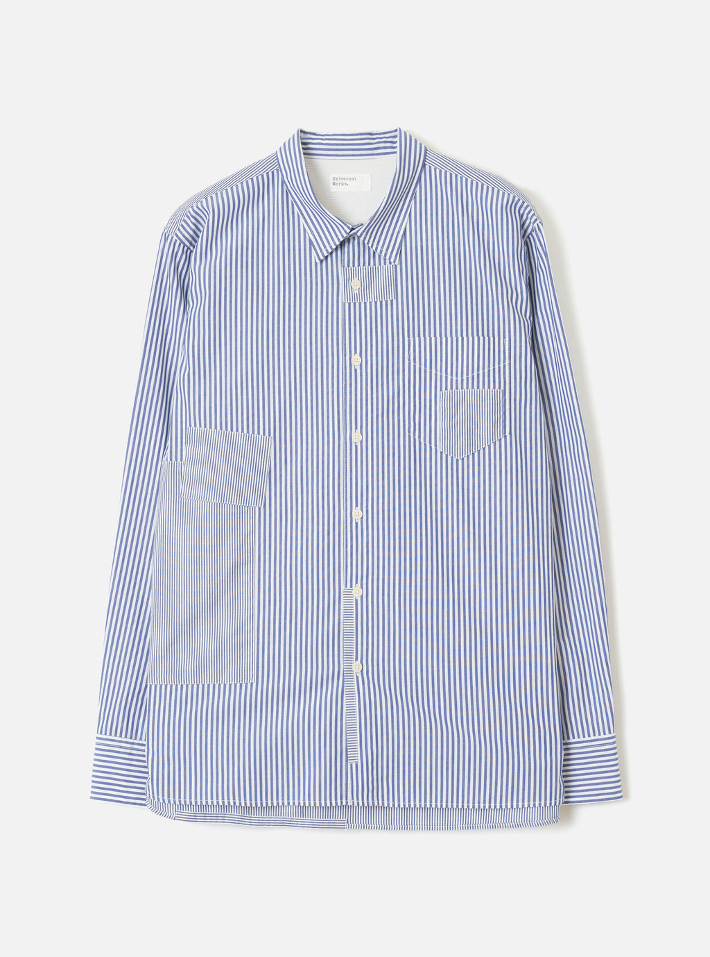 Universal Works Patched Shirt in Navy Queens Cotton