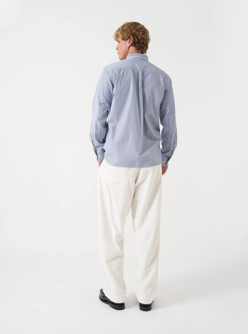 Universal Works Patched Shirt in Navy Queens Cotton