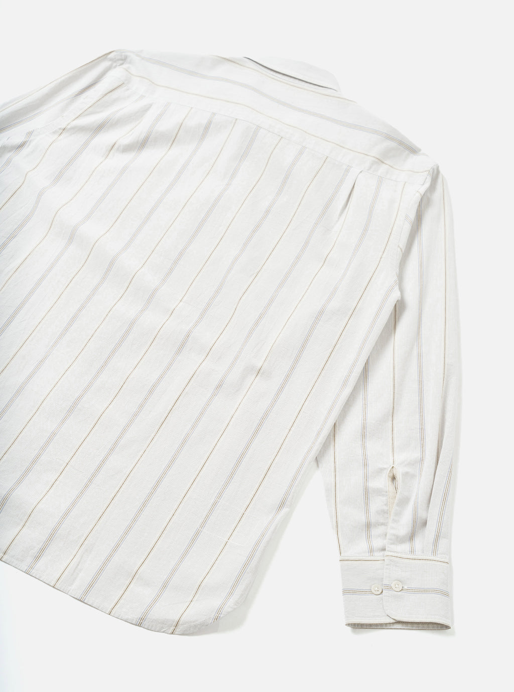 Universal Works Square Pocket Shirt in Dove Monk Organic Stripe