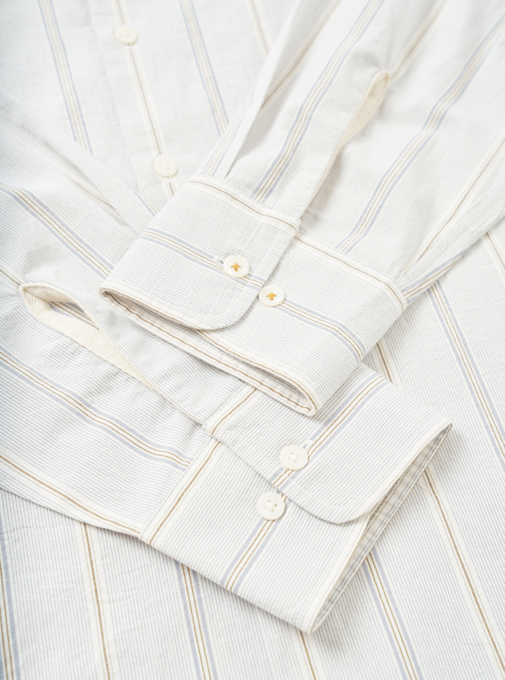 Universal Works Square Pocket Shirt in Dove Monk Organic Stripe