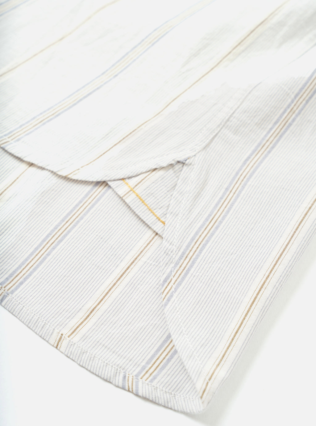 Universal Works Square Pocket Shirt in Dove Monk Organic Stripe