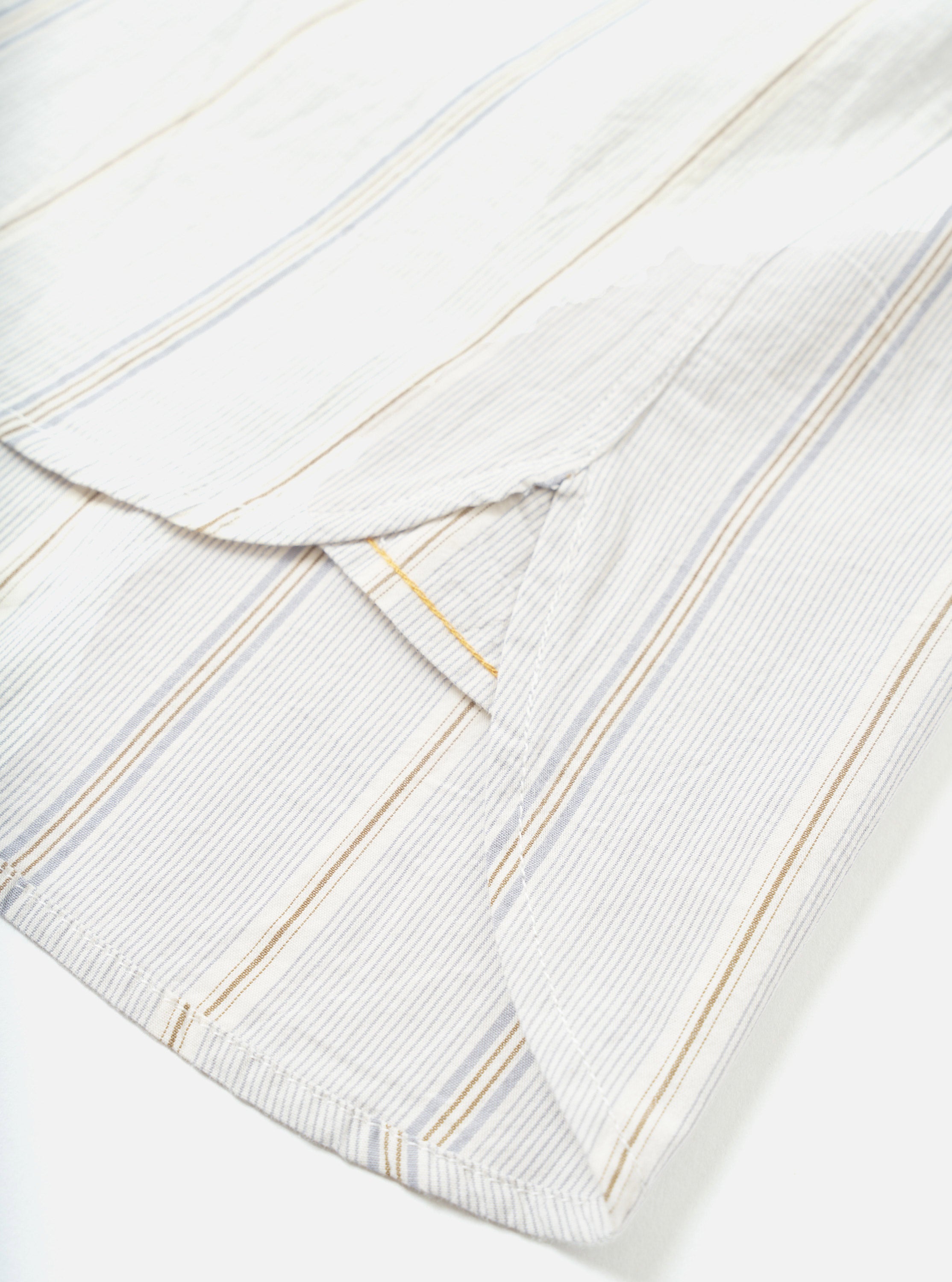 Universal Works Square Pocket Shirt in Dove Monk Organic Stripe