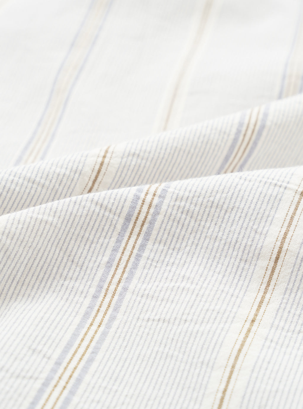 Universal Works Square Pocket Shirt in Dove Monk Organic Stripe