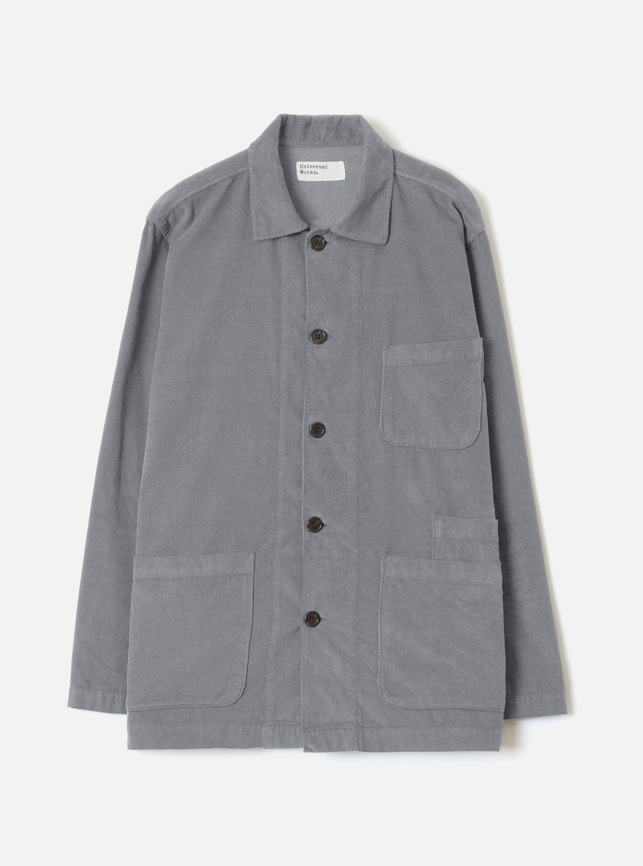 Universal Works Bakers Overshirt in Grey Fine Cord
