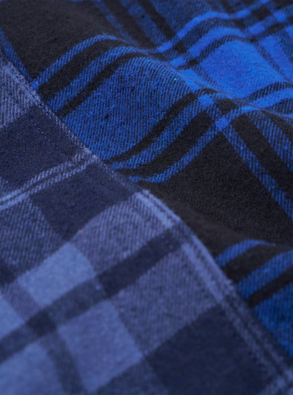 Universal Works Lazy Day Shirt in Navy/Blue Brush Panel Check