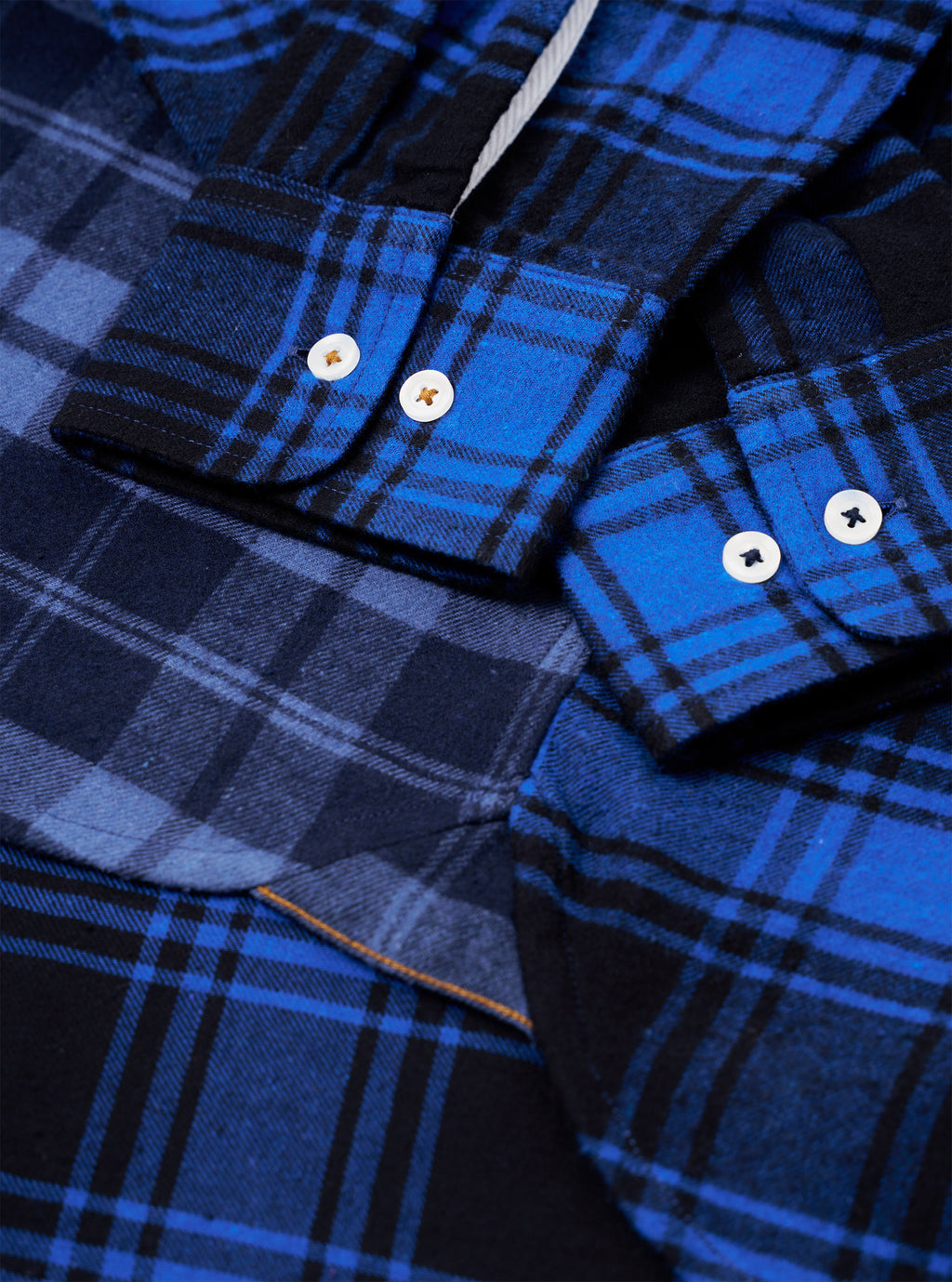 Universal Works Lazy Day Shirt in Navy/Blue Brush Panel Check