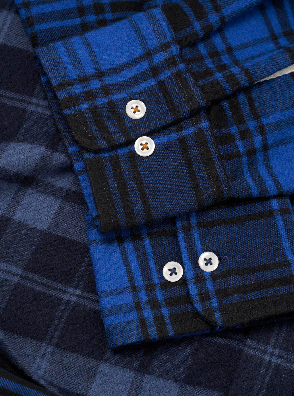 Universal Works Lazy Day Shirt in Navy/Blue Brush Panel Check