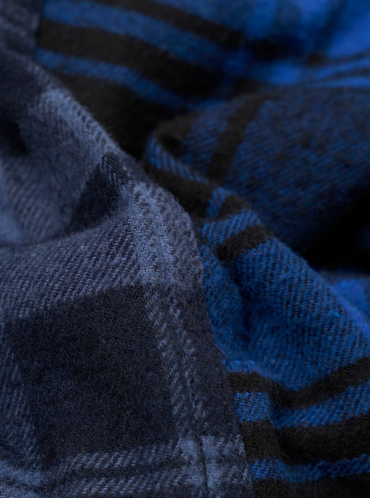 Universal Works Lazy Day Shirt in Navy/Blue Brush Panel Check