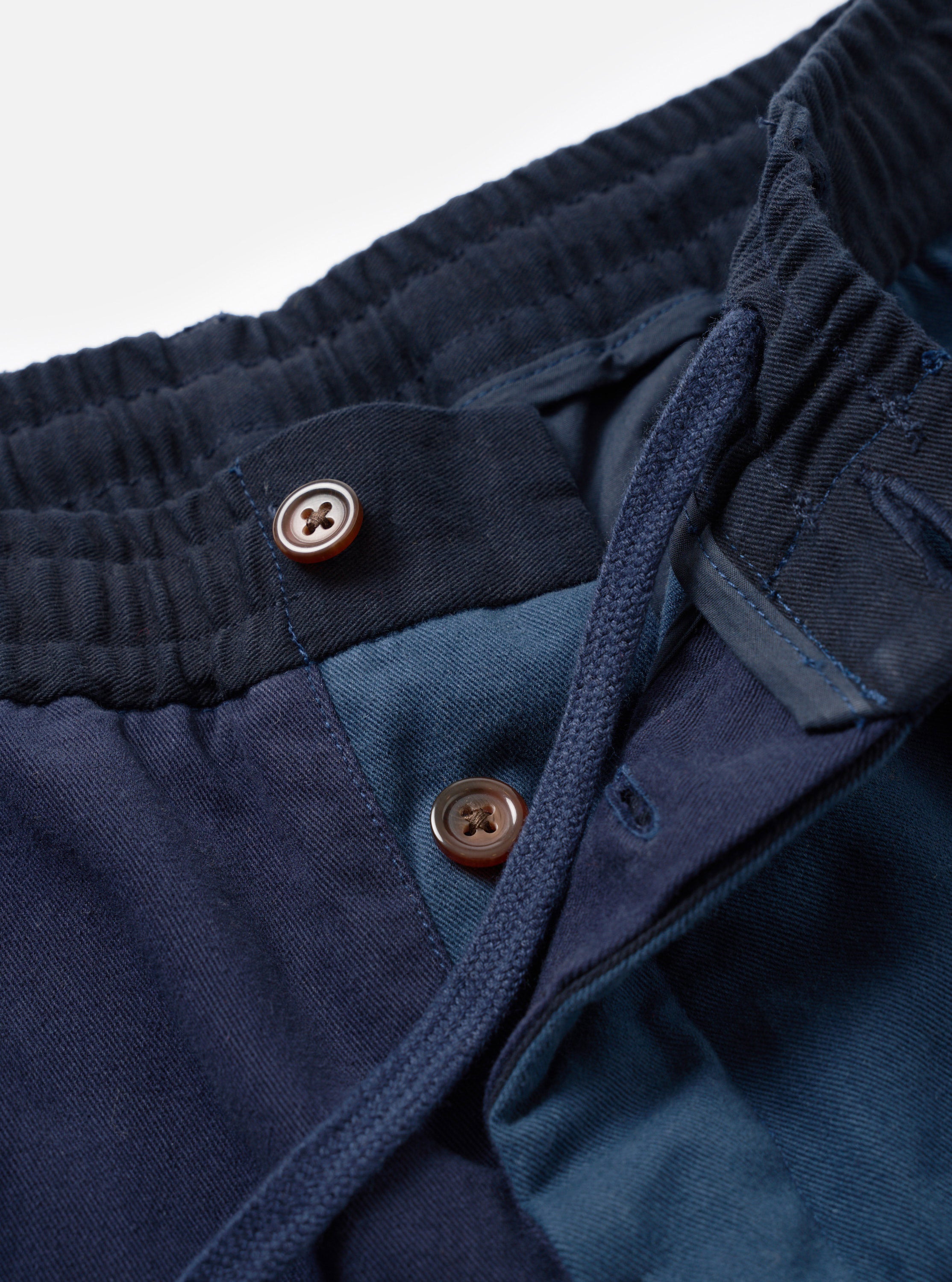 Universal Works Oxford Pant in Navy Patchwork Twill