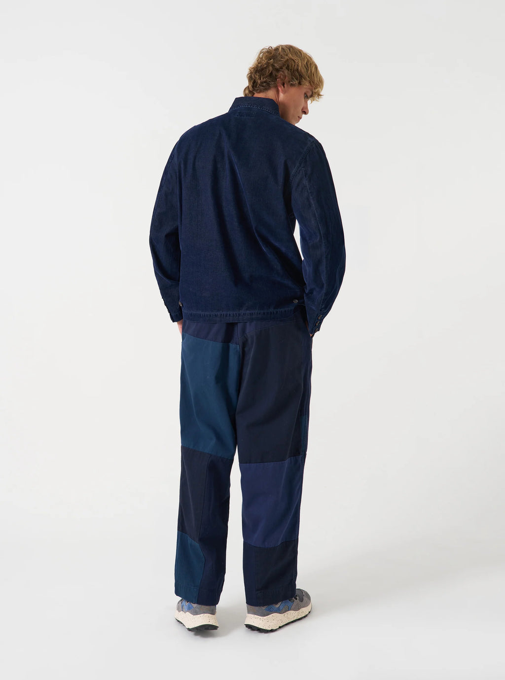 Universal Works Oxford Pant in Navy Patchwork Twill