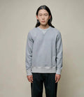 Merz B. Schwanen grey melange organic cotton loopwheeled sweatshirt with ribbon neckline and triangular inserts