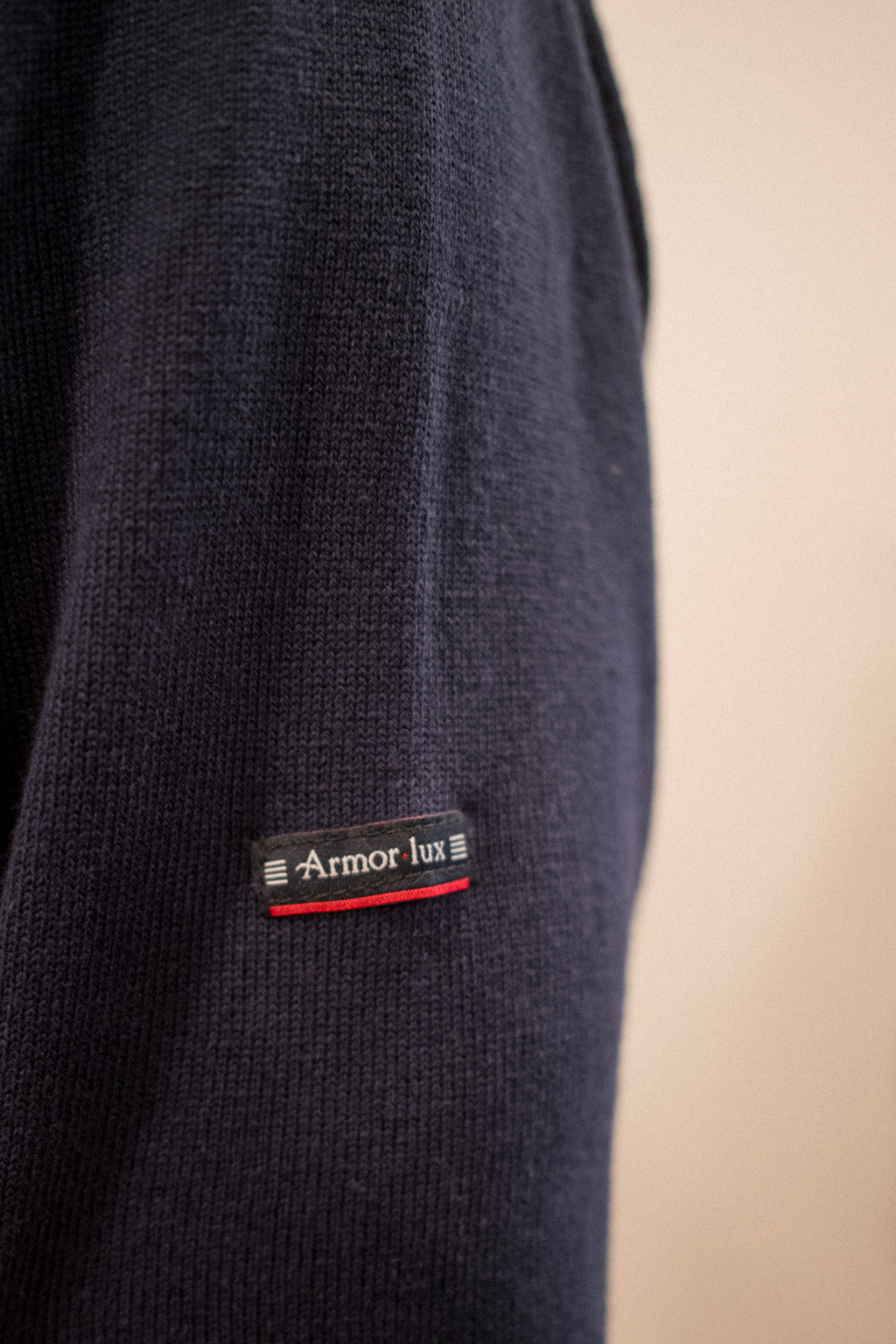 Armor Lux Cotton Linen Crew Neck Jumper in Navy